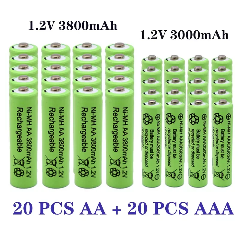 

2022 1,2 V AA 3800mAh ni-mh перезаряжаемые батареи + 1,2 V AAA 3000 mAh перезаряжаемая батарея Ni-MH батарея