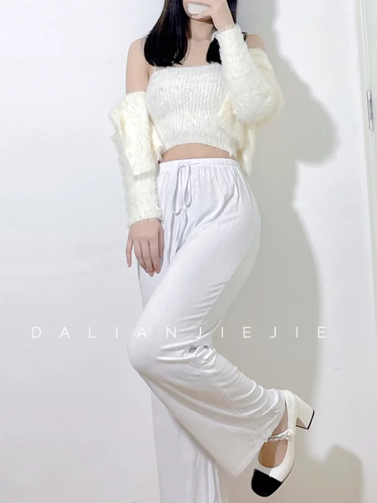 WOMENGAGA Wide Leg Kawaii Sweat Pants 