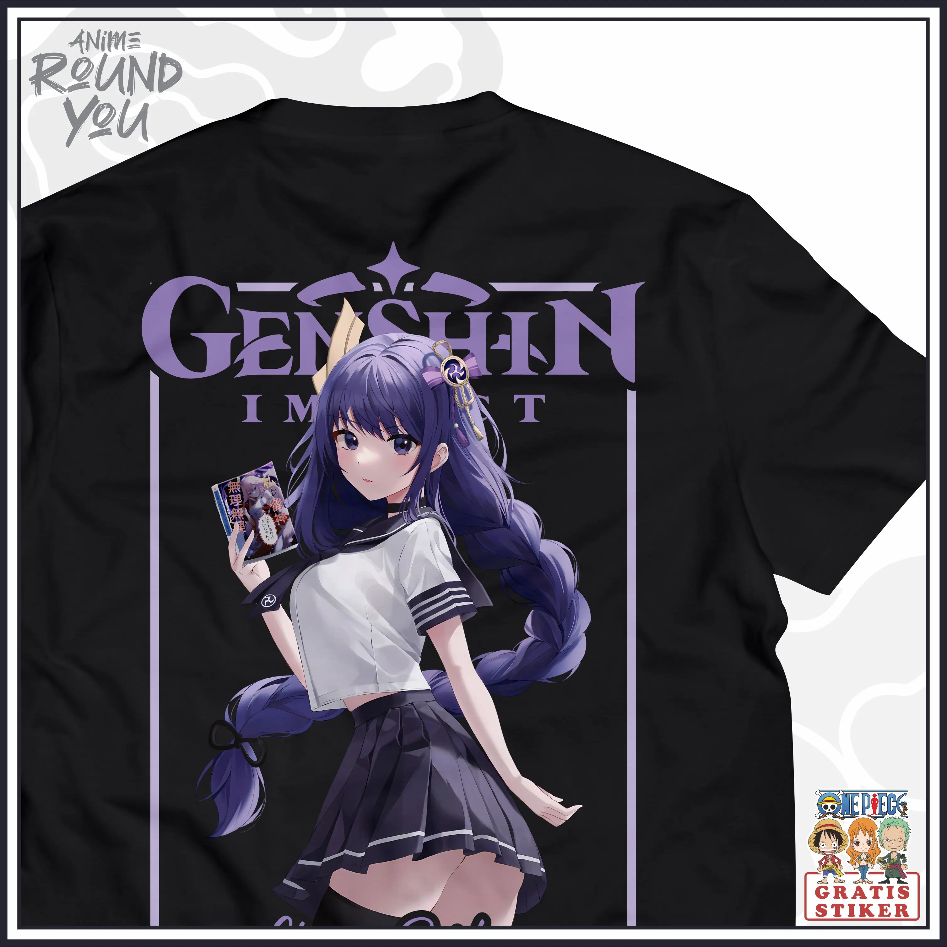 Kaos Raiden Shogun Genshin Impact 003 Baju Anime katun 24sabad Футболка Аниме