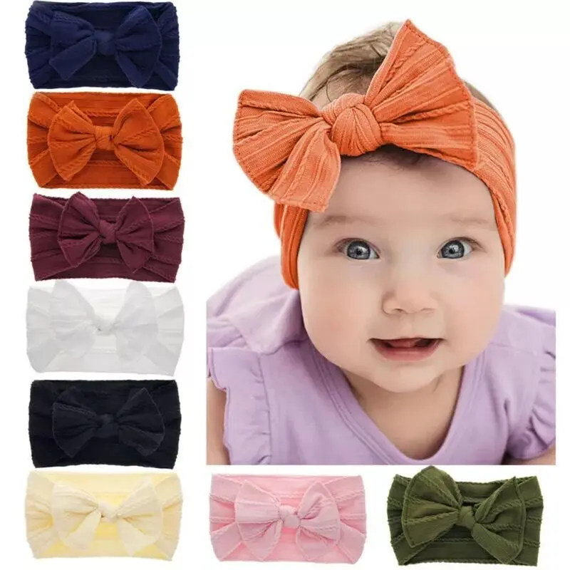 

Baby Woven Elastic Headband 1pcs Bow Headband Newborn Solid Color Knit Hair Band Children's Nylon Soft Headband Baby Item Gift