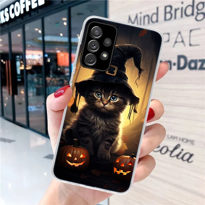Черный котенок Хэллоуин Тыква мягкий чехол для телефона Samsung Galaxy A51 A50S A41 A31 A21S A11 A71