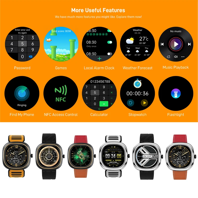 DOOGEE D11 Smartwatch IP68 Waterproof Bluetooth  Real-time Heart Rate 70 Sport Modes 300mAh Battery For Android iOS Mobile Phone