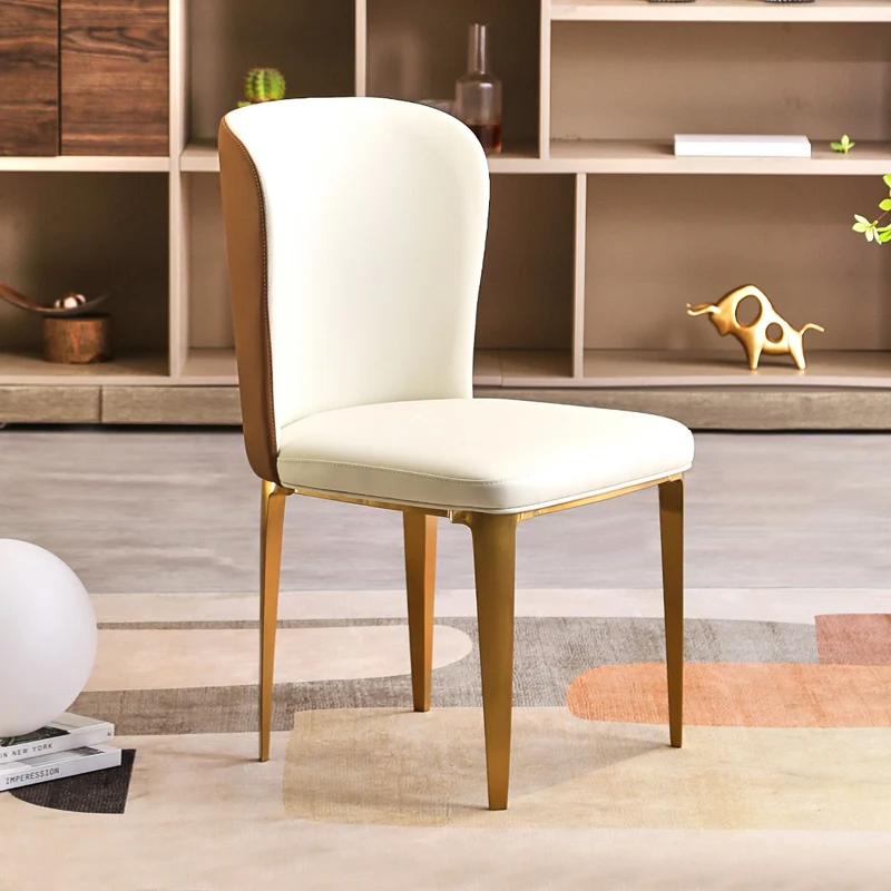 

Light luxury dining chair home leather art back chair designer model room chair post-modern hotel restaurant desk chair stool