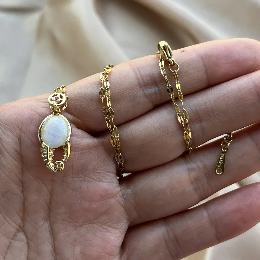 Позолоченный Опал Кристалл Готический Краб Коготь Орла Кулон Ожерелье Женское