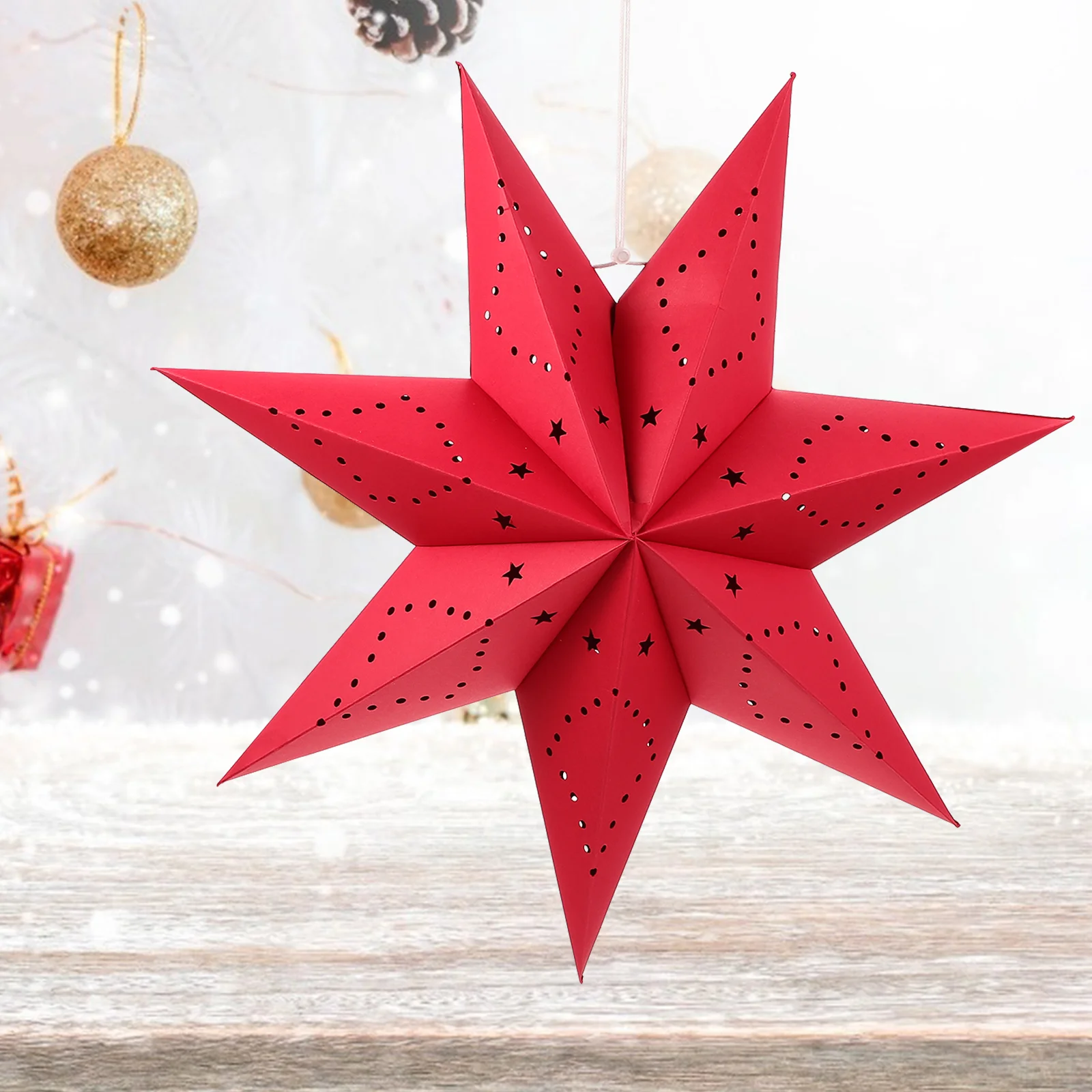 

Christmas Lantern Xmas Adornments Household Decorations Nine-pointed Star Origami Lanterns Paper Ornaments Decors Indoor