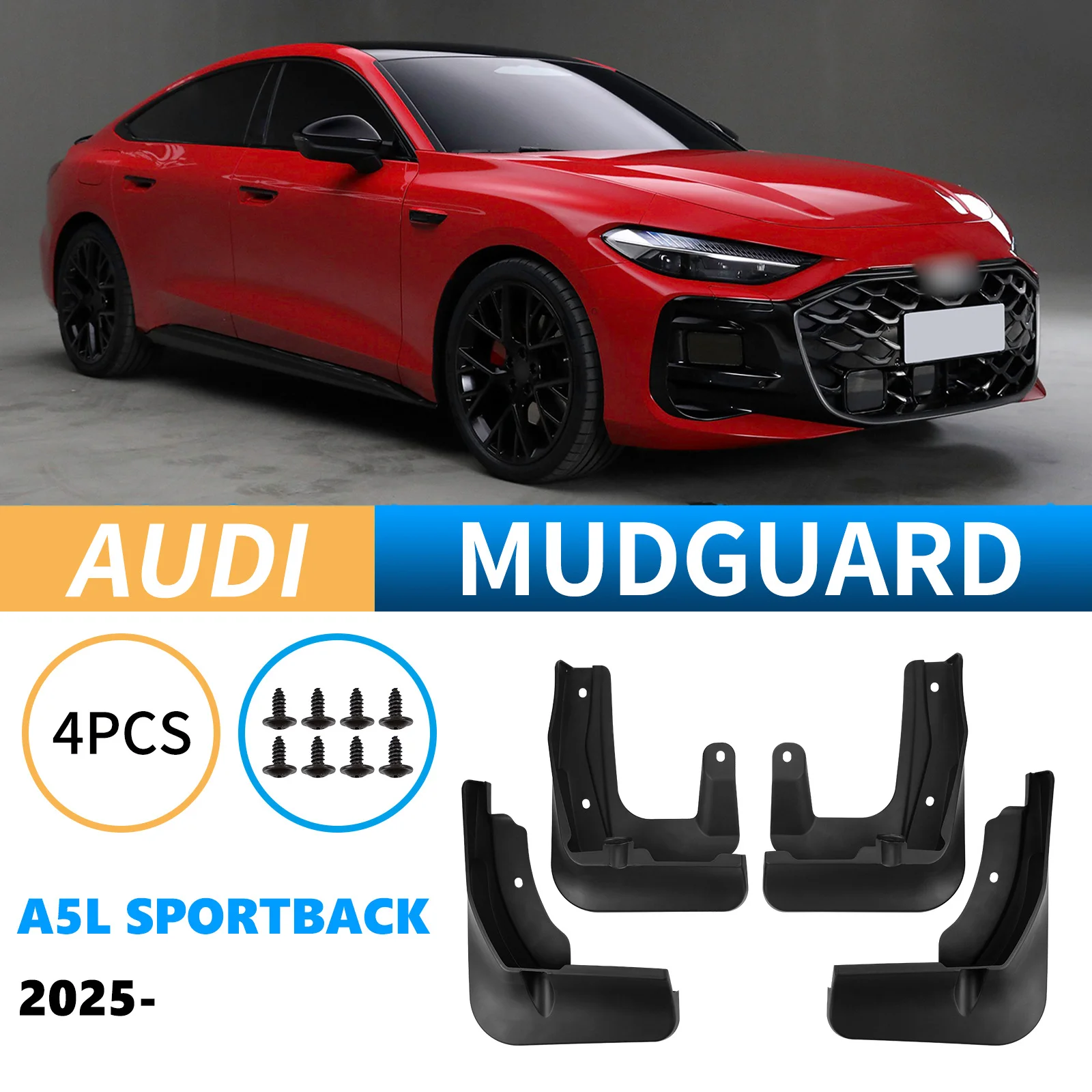 Для Audi A5 B10 S-line S5 Sportback 2025-2027 4 шт. автомобильные брызговики, брызгозащищенное переднее и заднее крыло, крышка колеса, брызговики, аксессуары
