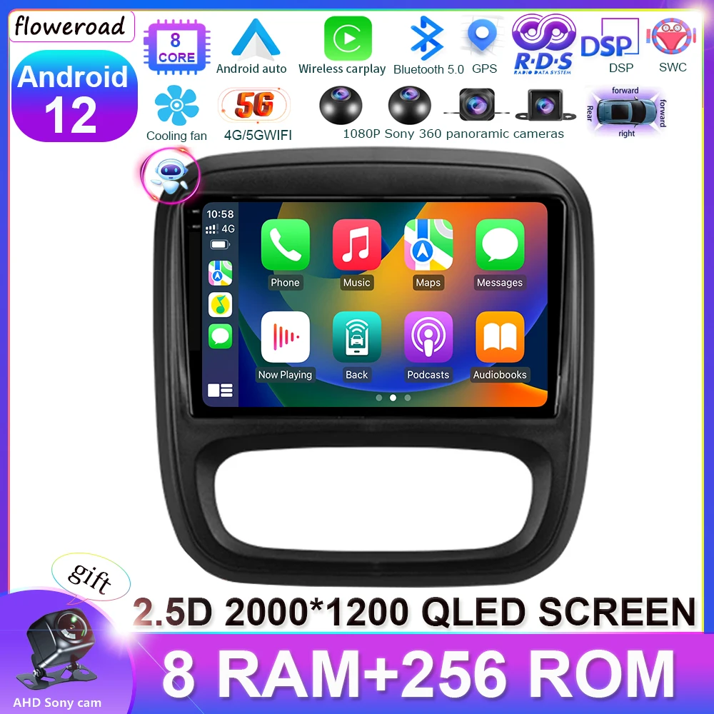 

Android 12 Car Radio For Renault Traffic 3 2014-2021 Opel Vivaro B 2014-2018 Navigation Multimedia wireless Carplay DSP QLED IPS