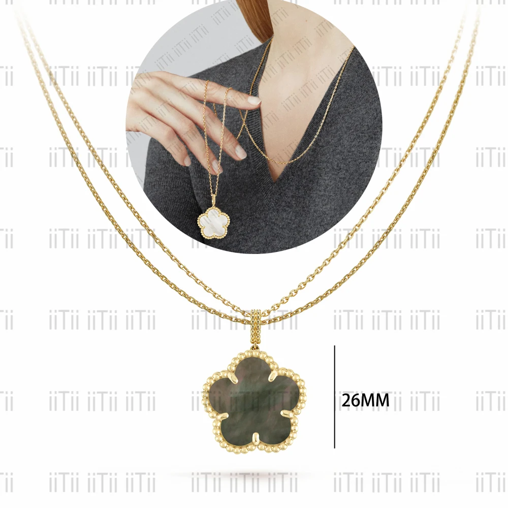

Four-leaf Clover 25mm Pendant Necklace Jewelry for Women Brand 92cm Long Necklace Natural Gems High Quality Free Delivery