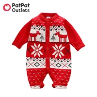 patpat babies christmas costume overalls baby clothes new born jumpsuit boy romper infant newborn girls red button down knitted