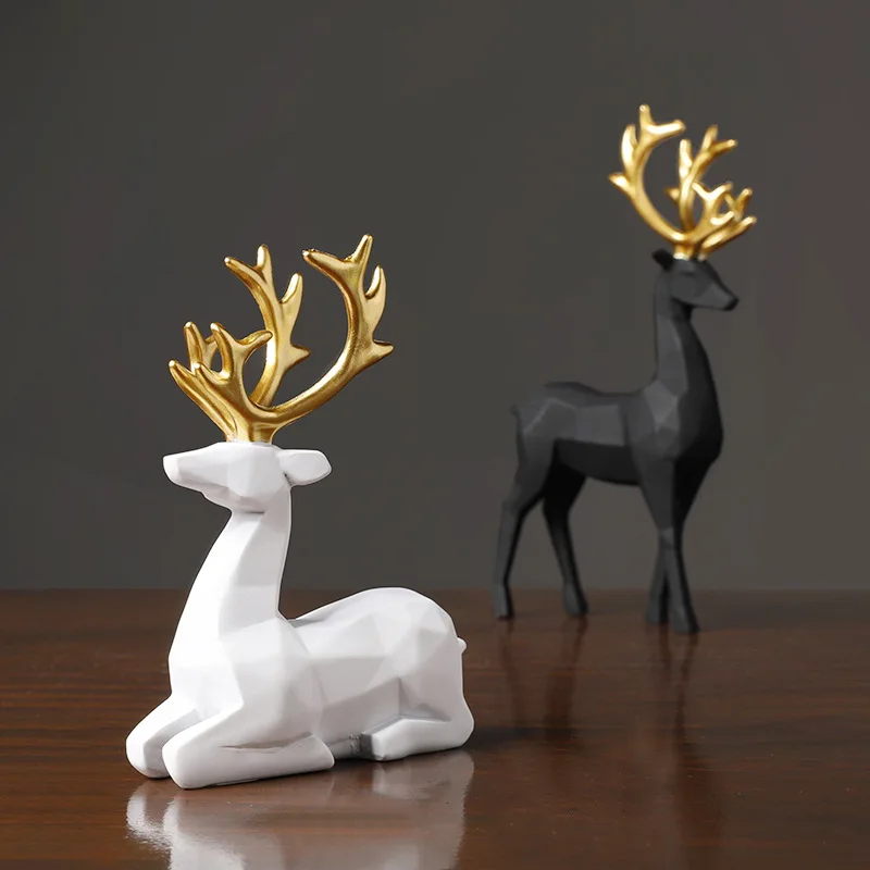 

European black-and-white origami couple deer resin crafts decoration living room porch bedroom study creativity