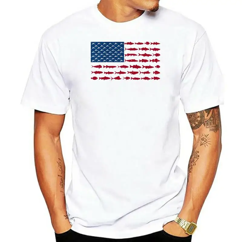 2022 New Summer Cool Tee Shirt Chasing Fin American Fish Flag Fish T-Shirt Cotton T-shirt