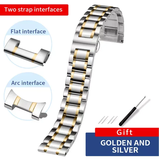 Stainless Steel Strap 13mm 14mm 16mm 18mm 20mm 22mm 24mm Metal Watch Band Link Bracelet Watchband Black Silver Rose Gold