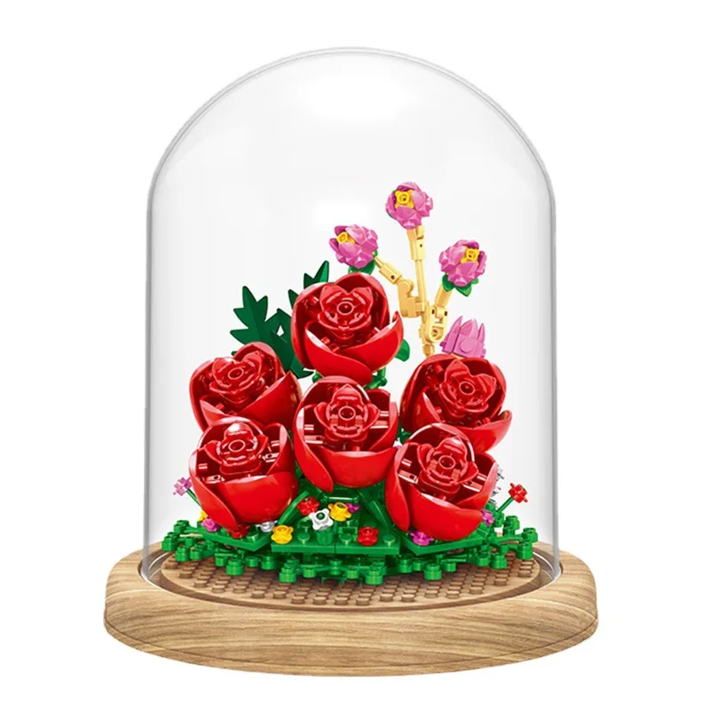 

Fomantic Flower Urban Creative Immortal Flower Rose Building Blocks MOC Assembly Toys For Girls Gift Valentine's Day Gift Anime