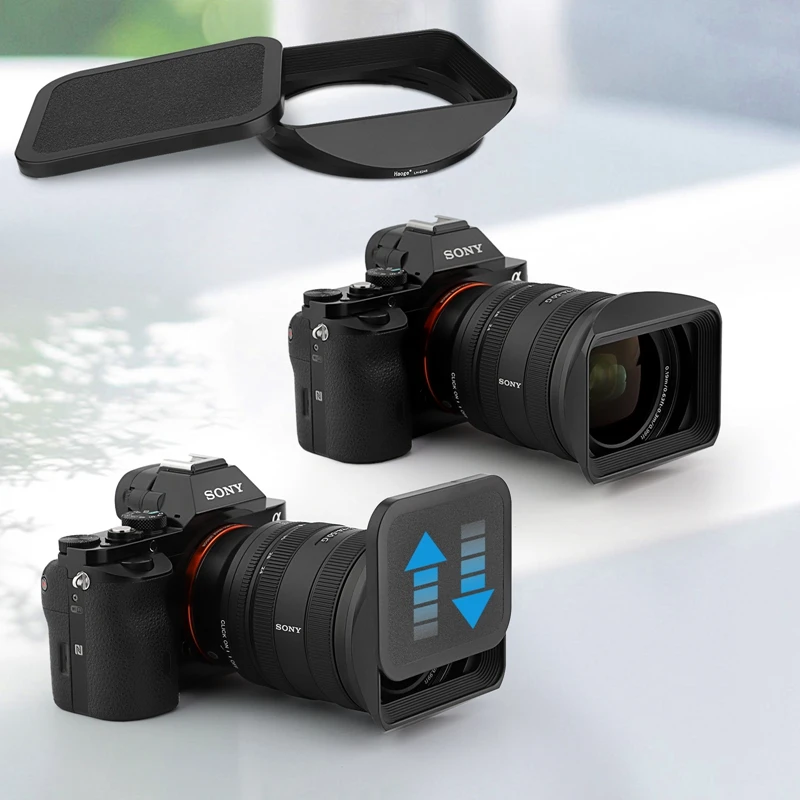 Haoge LH-E245 Байонетная квадратная металлическая бленда с крышкой для объектива Sony FE