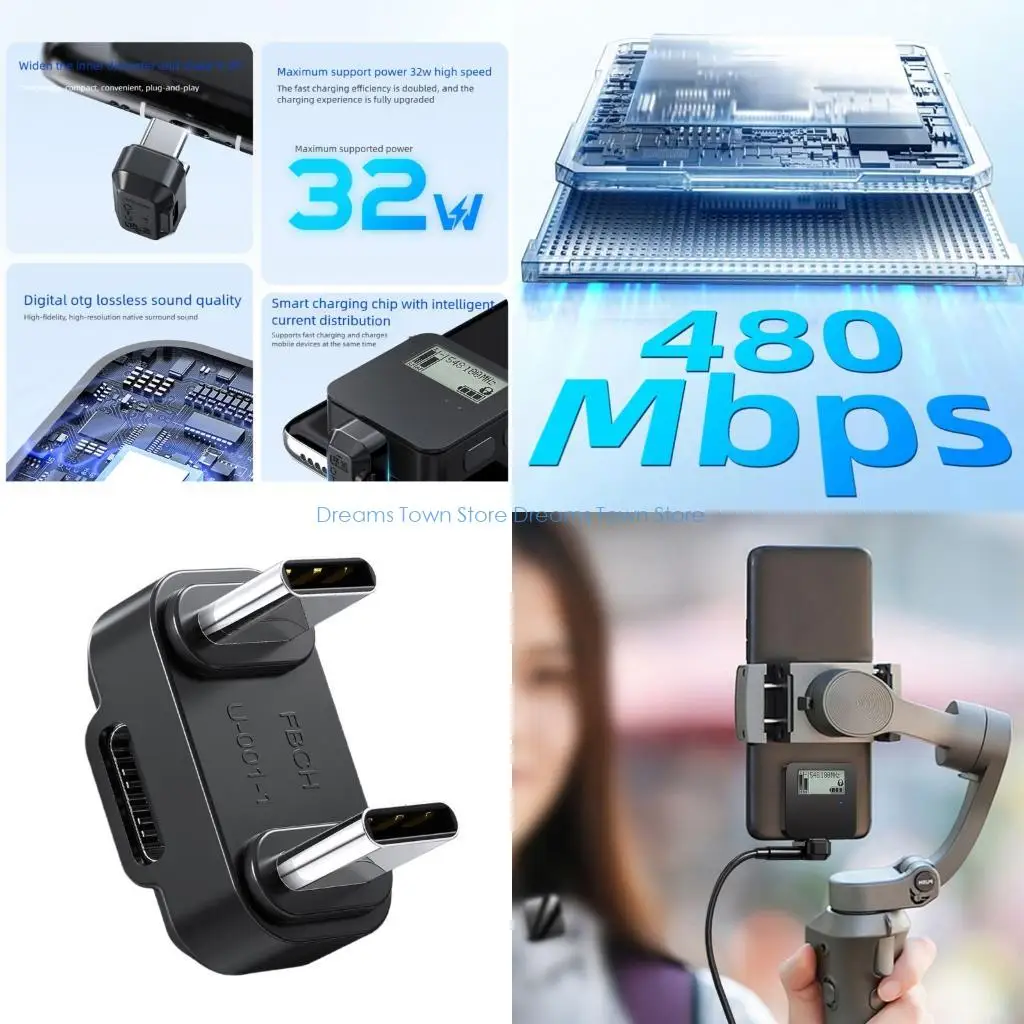 Фото HX6A Высокоскоростной адаптер USB C «мама-папа» OTG USB-разветвитель C, усиленная конструкция из ПВХ №1