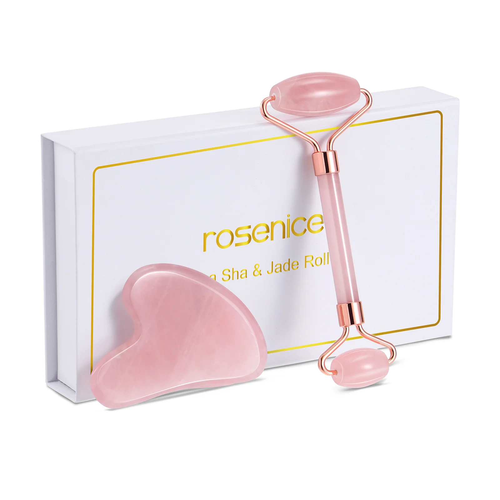 

Jade Rolling Kit Anti-Aging Stress Relieve Natural Jade Roller and Massager Set Facial Roller for Shop