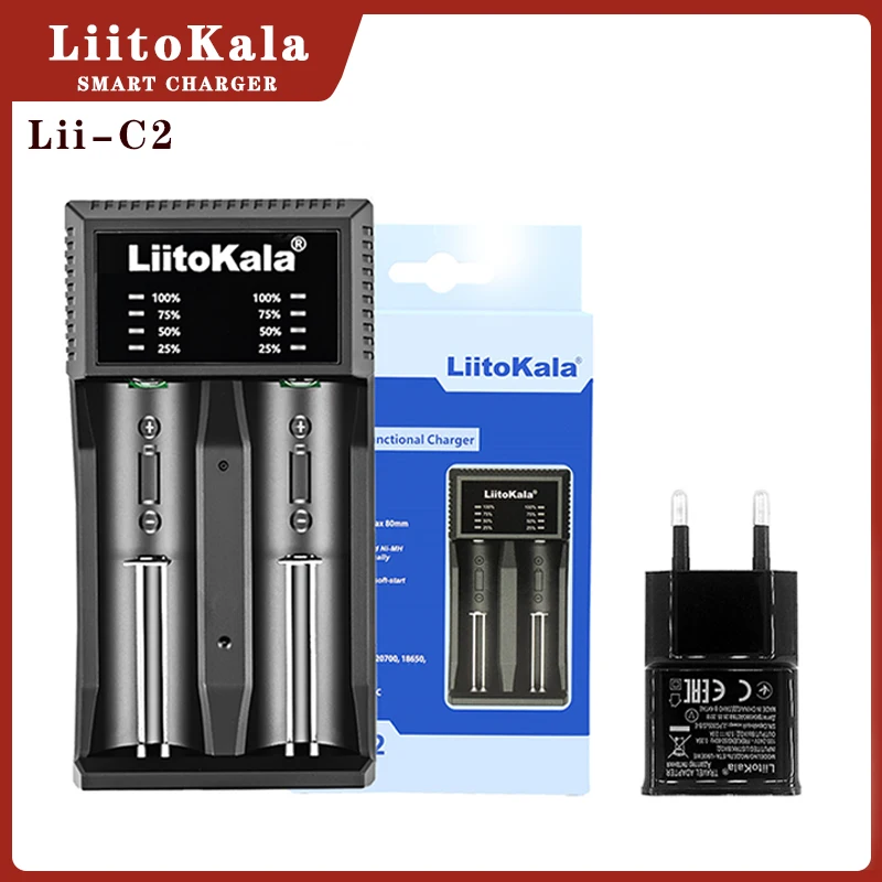 

Новинка, зарядное устройство LiitoKala Lii-C2 18650 для 21700 20700 26650 CR123A 16340 18350 14500 V Ni-MH Ni-Cd smart Charger