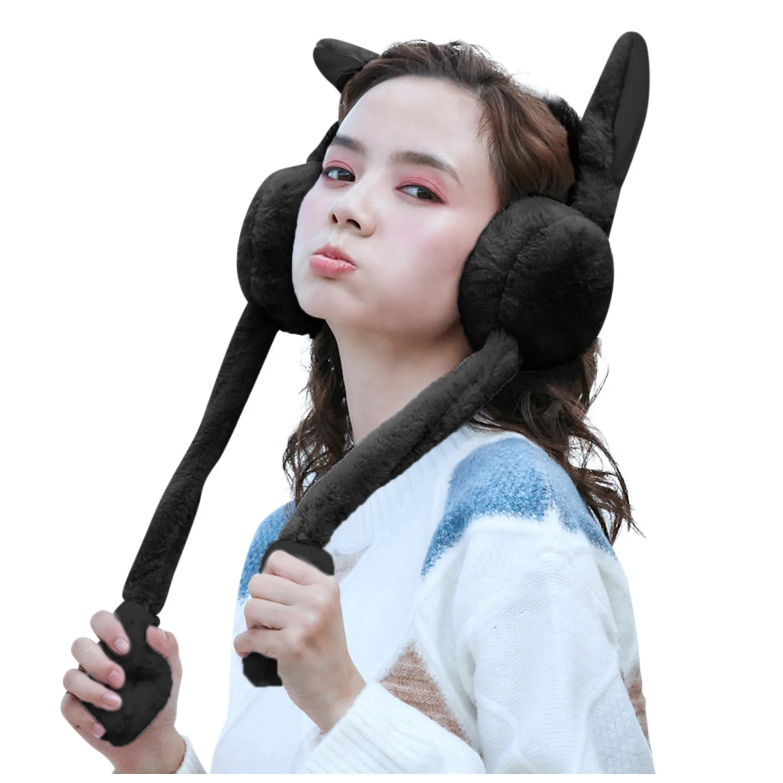 

Unisex Ear Moving Bunny Ear Cute Rabbit Muff Warmers Winters/Outdoor Ear - Up Headbands Earmuffs "woman ear cover