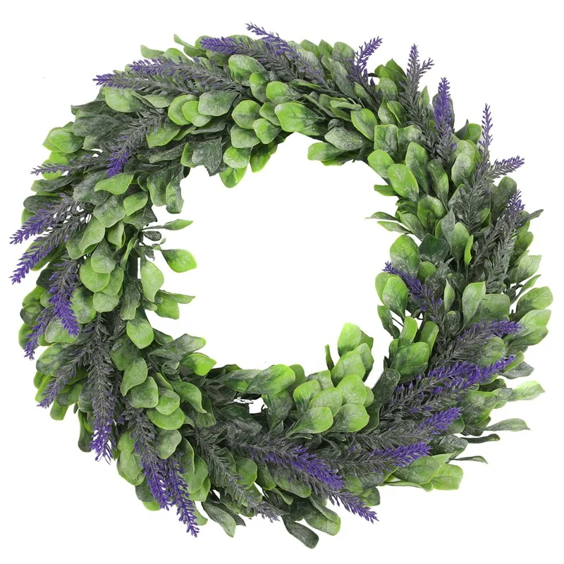 

Венок на переднюю дверь, 18 дюймов, искусственные Лавандовые венки, Рождественский Свадебный декор, зима, весна, лето, осень, уличный ящик