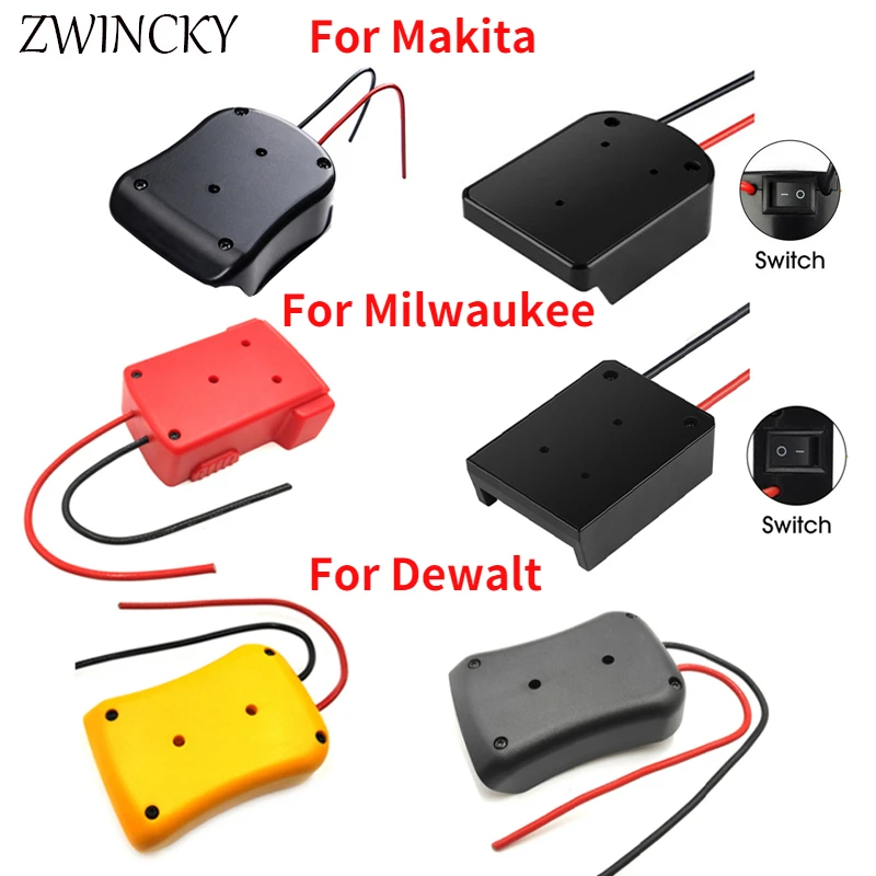Battery Adapters For Makita/Bosch/Milwaukee/Dewalt/Black&Decker 18V Power Connector Adapter Dock Holder 14 Awg Wires with switch