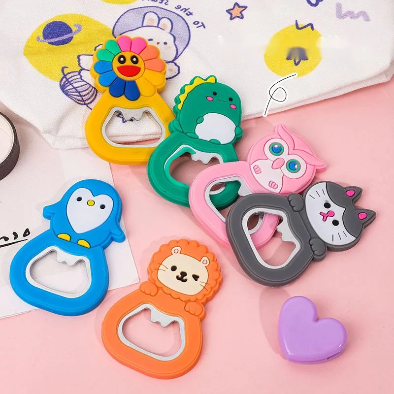 Creative Beer Opener Home Supplies Lovely Cartoon Soft Glue Animal Beer Opening Ring with Magnetic for Kawaii Kichen Accessories