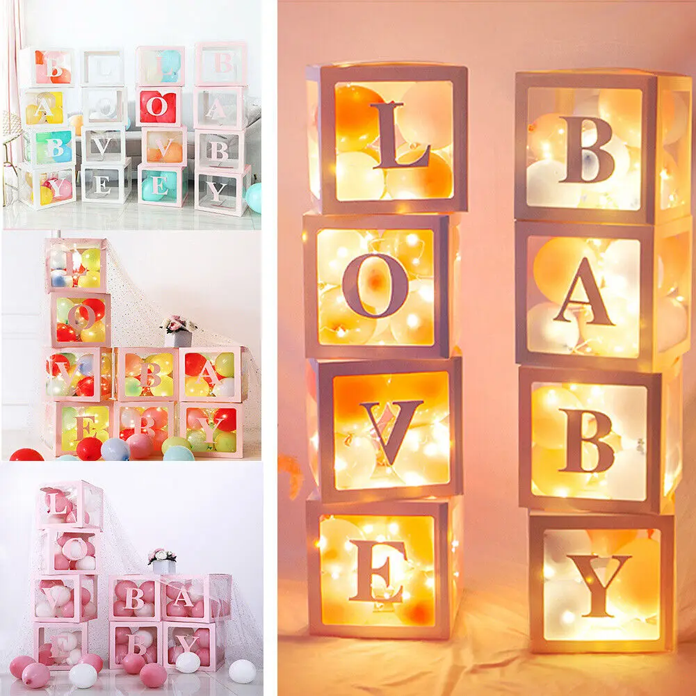 

Baby Shower Decorations Custom Alphabet Name Baby Love Boy Girl Kids Box Balloons Kids Gender Reveal Party 1st Birthday Decor