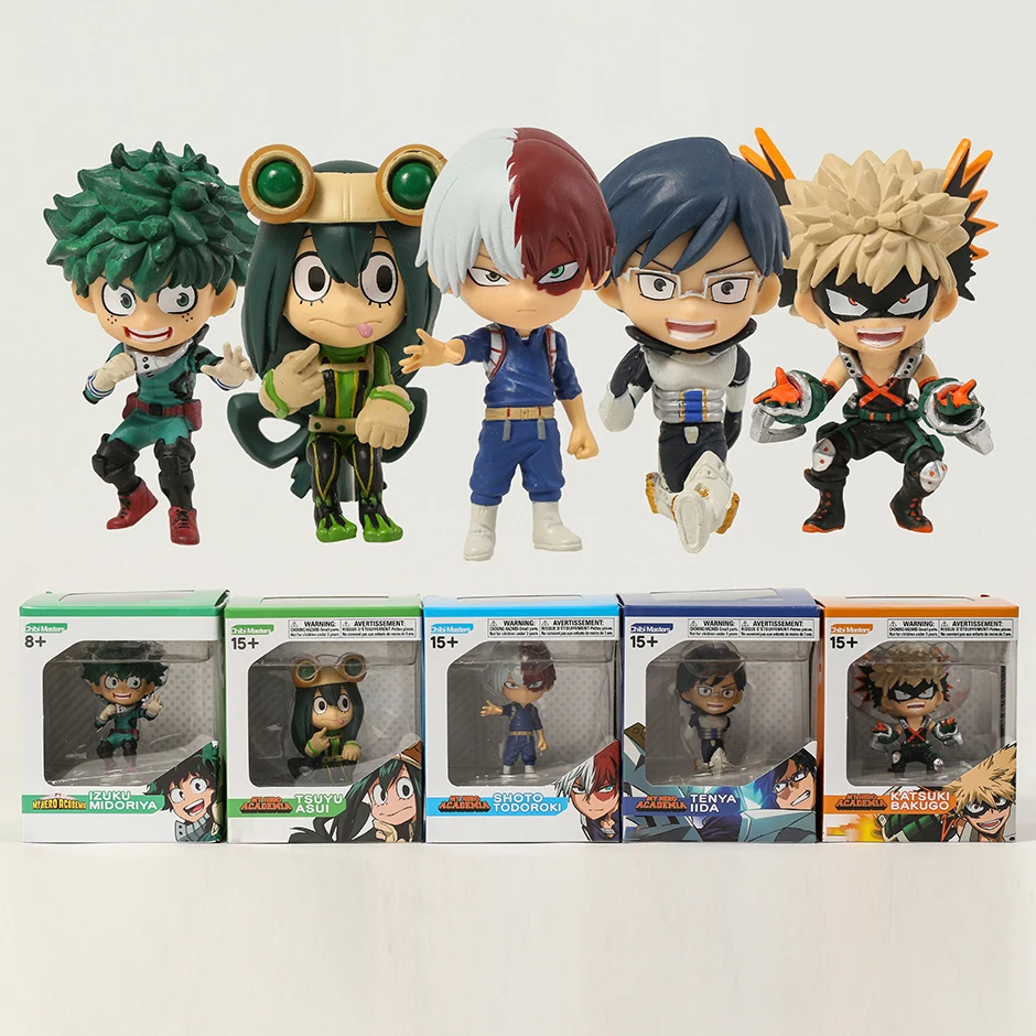

8 см My Hero Академия Chibi Masters Midoriya Izuku Bakugou Katsuki Todoroki Shoto Asui Tsuyu Iida Tenya Фигурки игрушки 5 шт./компл. коробка
