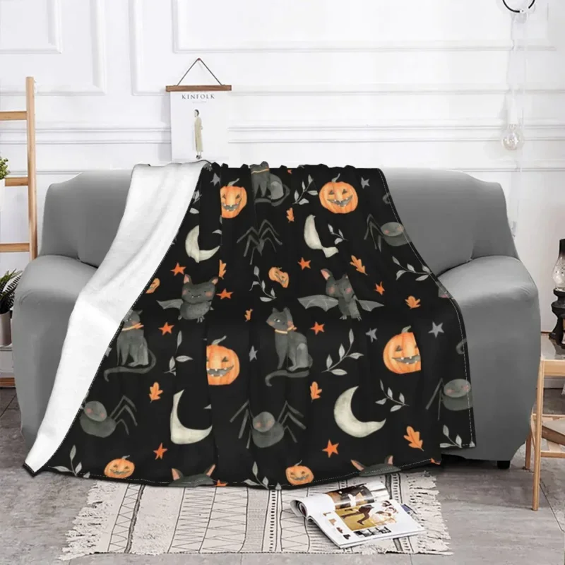 

Halloween Party Blanket Flannel Print Pumpkin Breathable Warm Throw Blankets For Couch Bedding Throws