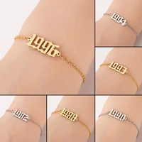 the year numbers charm bracelet for women stainless steel simple 1980 2000 chains bracelet birthday anniversary jewelry gifts
