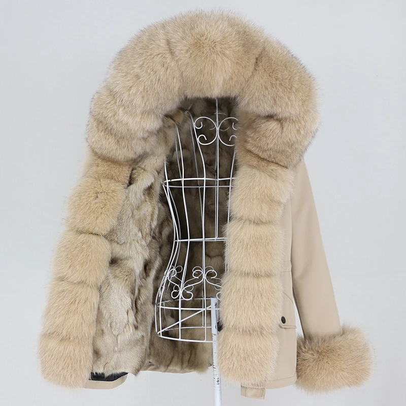 

OFTBUY 2023 Waterproof Short Parka Real Fox Fur Liner Coat Winter Jacket Women Natural Raccoon Fox Fur Collar Hood Detachable