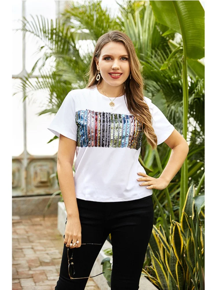 Plus size women dress, fat sister, slim, meat-covered T-shirt, printed short sleeves plus size feminino T-Shirts