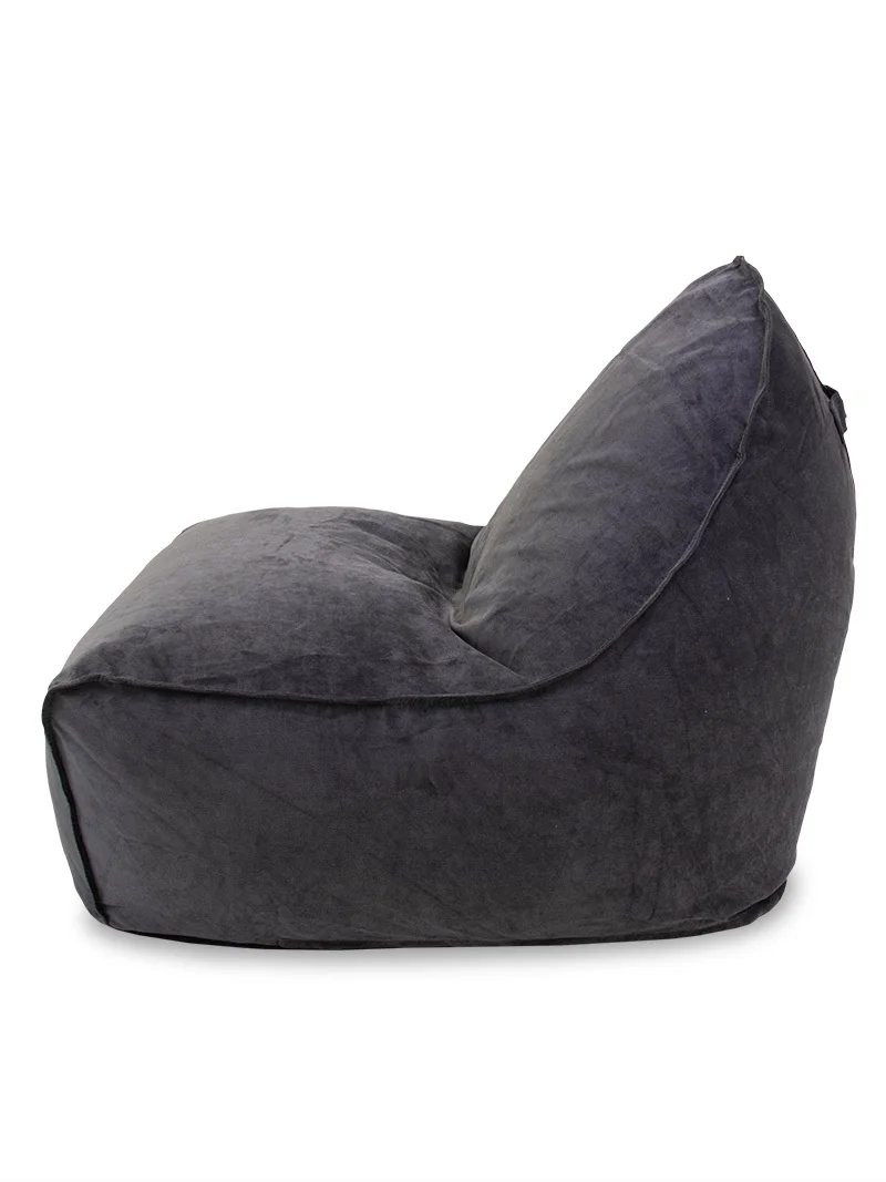 Бескаркасное кресло Comfort Velvet Graphite из микровельвета с декоративным карманом XXXL PUFF