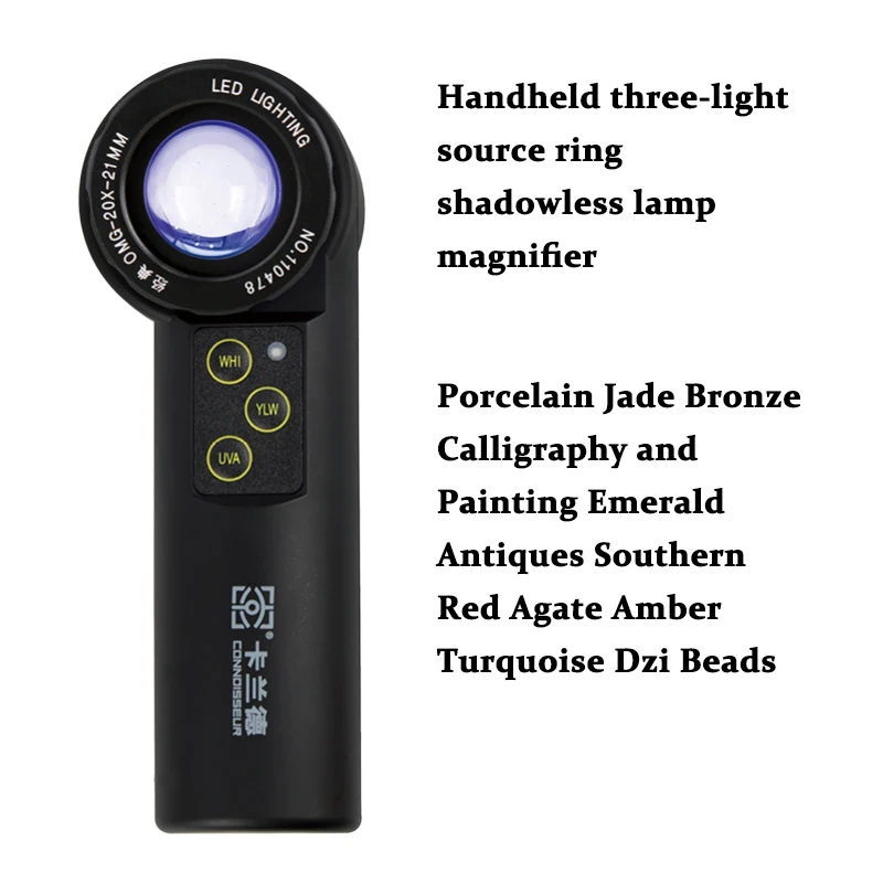 

OMG10X 20X Antique Jewelry Diamond Identification Magnifying Glass 10X with Light Luxury Handheld Jewel Magnifier Turquoise