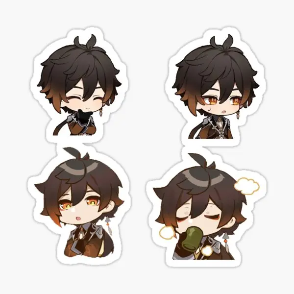 

Chibi Zhongli Genshin Impact 5 шт. наклеек для творчества, наклейки на стену, декор для ноутбука, багажа, аниме, детской комнаты