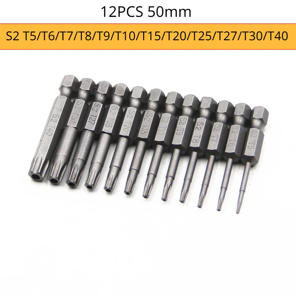 

50/75/100mm 11/12pcs Tamper Proof Security Drill Magnetic Bit Set Torx Screwdriver Flat Head 1/4" Hex Bits Driver High Quality