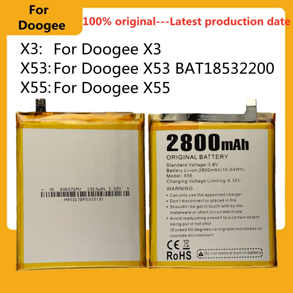 Фото Оригинальный аккумулятор большой емкости для DOOGEE X3 X55 X53 BAT18532200, аккумуляторы для мобильных телефонов + бесплатные инструменты №1