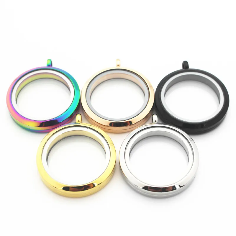 

Mixs 5pcs/Lot 25mm 30mm 5 Colors Stainless Steel Twist Round Living Glass Memory Floating Locket Pendant Necklace DIY Jewelry
