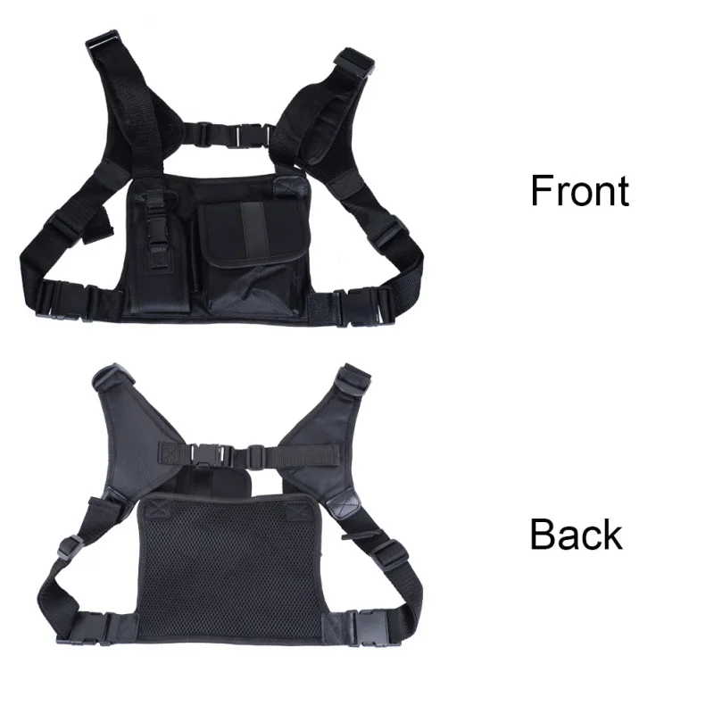 Walkie Talkie Tactical Vest Two Way Radio Holder Chest Harness Front Pack Pouch Holster Vest Rig for Baofeng UV5R Motorola
