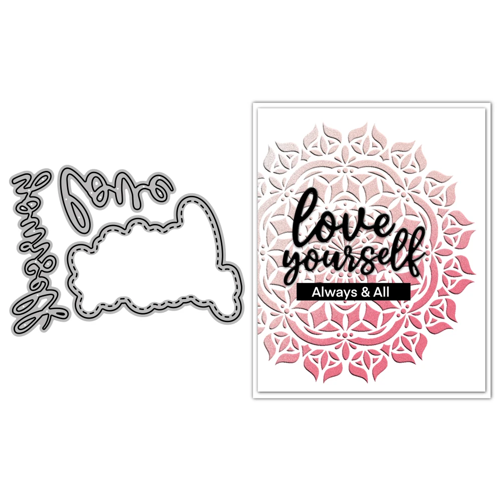 

MangoCraft Swash Love Yourself DIY Metal Cutting Dies Embossed Scrapbooking Cut Dies For Handmade Cards Diary Best Wishes