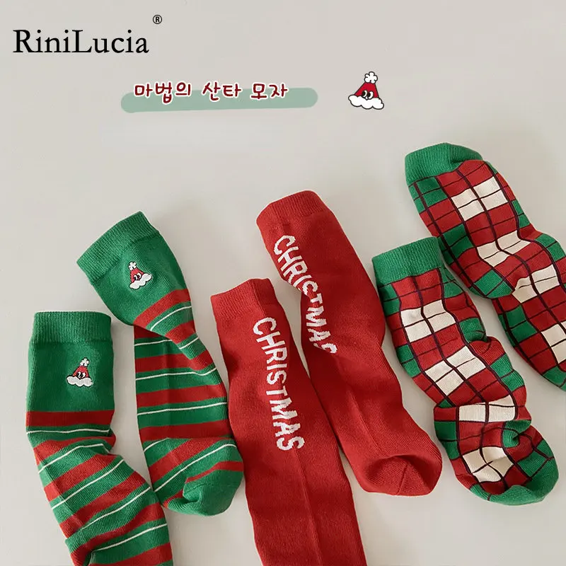 

RiniLucia 3Pairs/lot New Year Baby Christmas Socks Kids Sock Cute Lovely Boy Girls Cotton Red Gift Sock Autumn Winter Socks