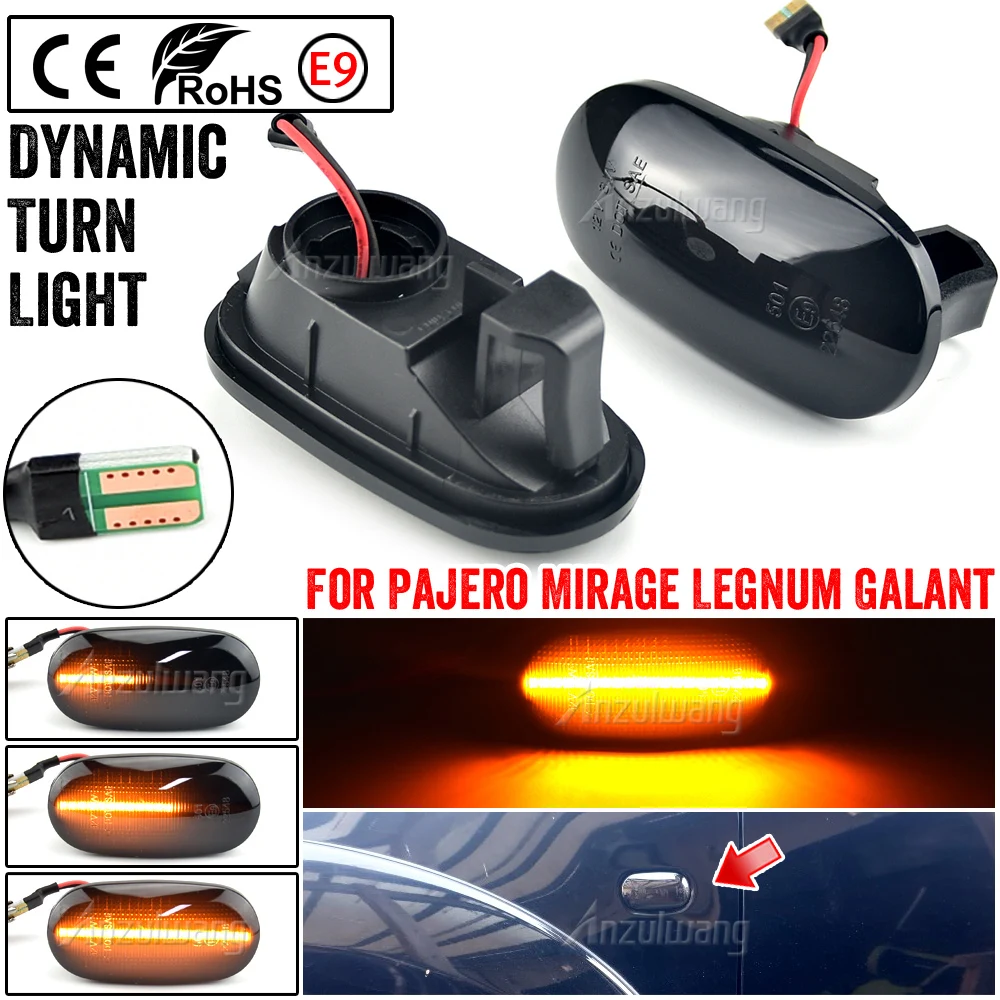 

2Pcs For Mitsubishi Pajero Mirage Legnum Galant 1998-2005 Dynamic Side Marker Turn Signal Sequential Blinker Indicator Lights