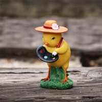 cute cartoon little yellow bird simulation animal figurines resin crafts fairy garden miniatures home decoration