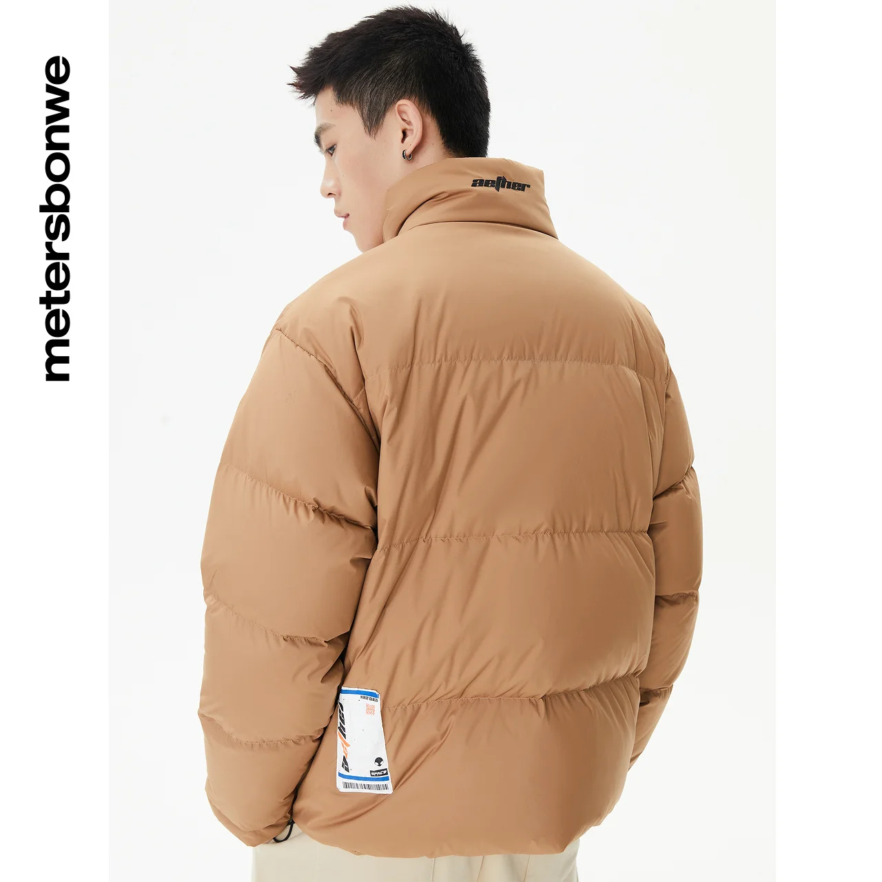 Metersbonwe Men's Plaid Stand Collar Short Down Jacket 90% Duck Down Thick Warm Wear Loose High Quality Winter Down Coats