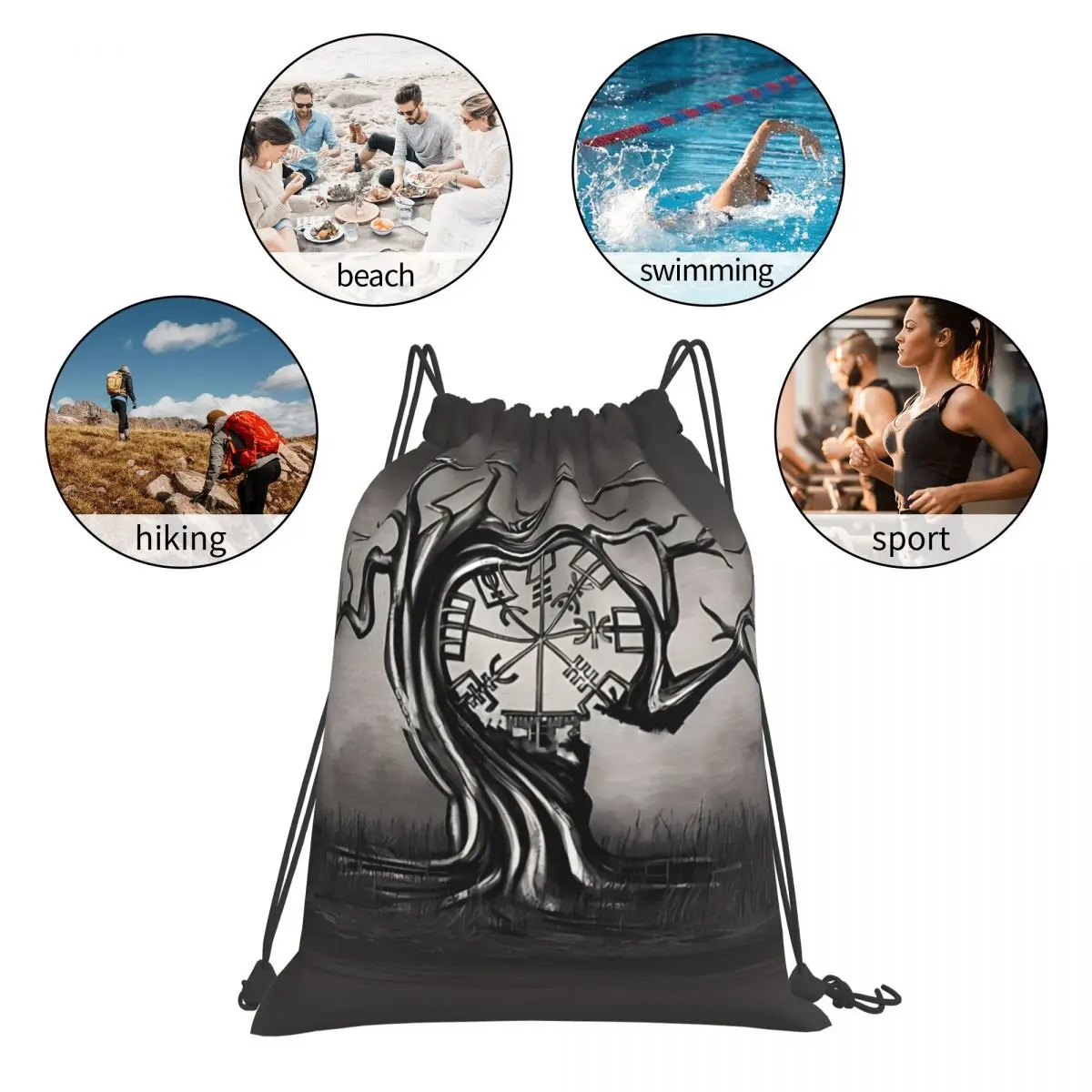 Вегвизир дерево V-образный стиль викингов классные кавайные Сумки на шнурке