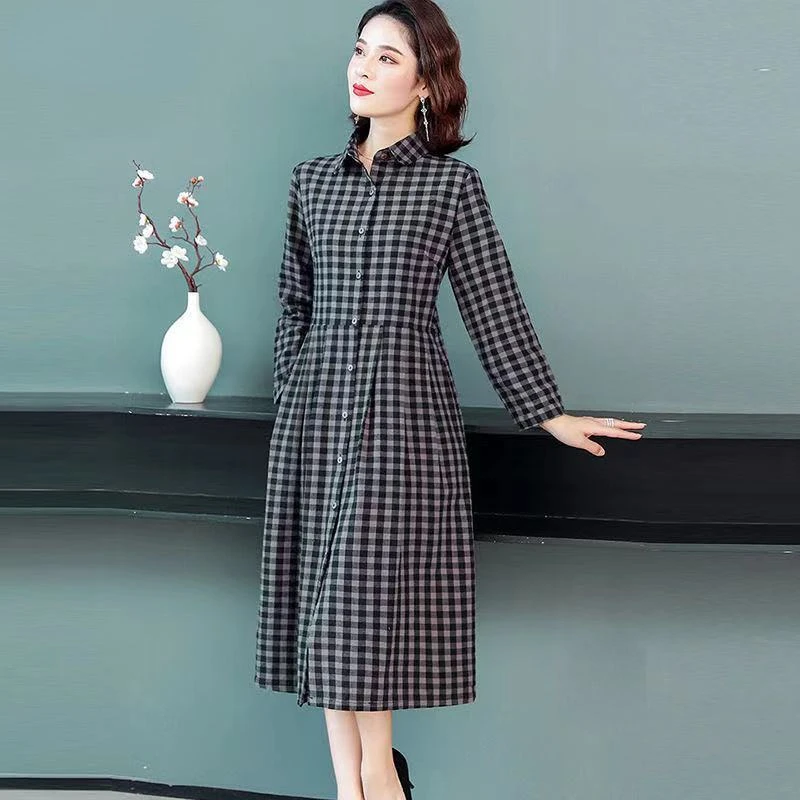 

Женские повседневные уличные платья в клетку с принтом, женские модные стильные простые универсальные ретро платья, женские летние платья ...