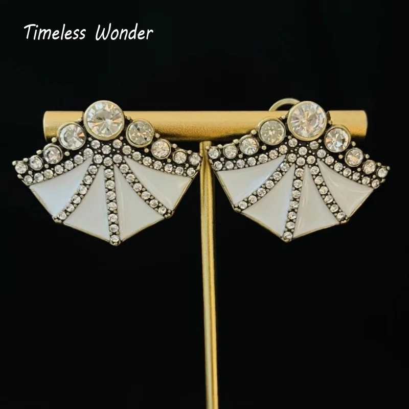 Вневременные серьги-пуговицы Wonder в стиле ретро с эмалью и цирконием Geo для женщин