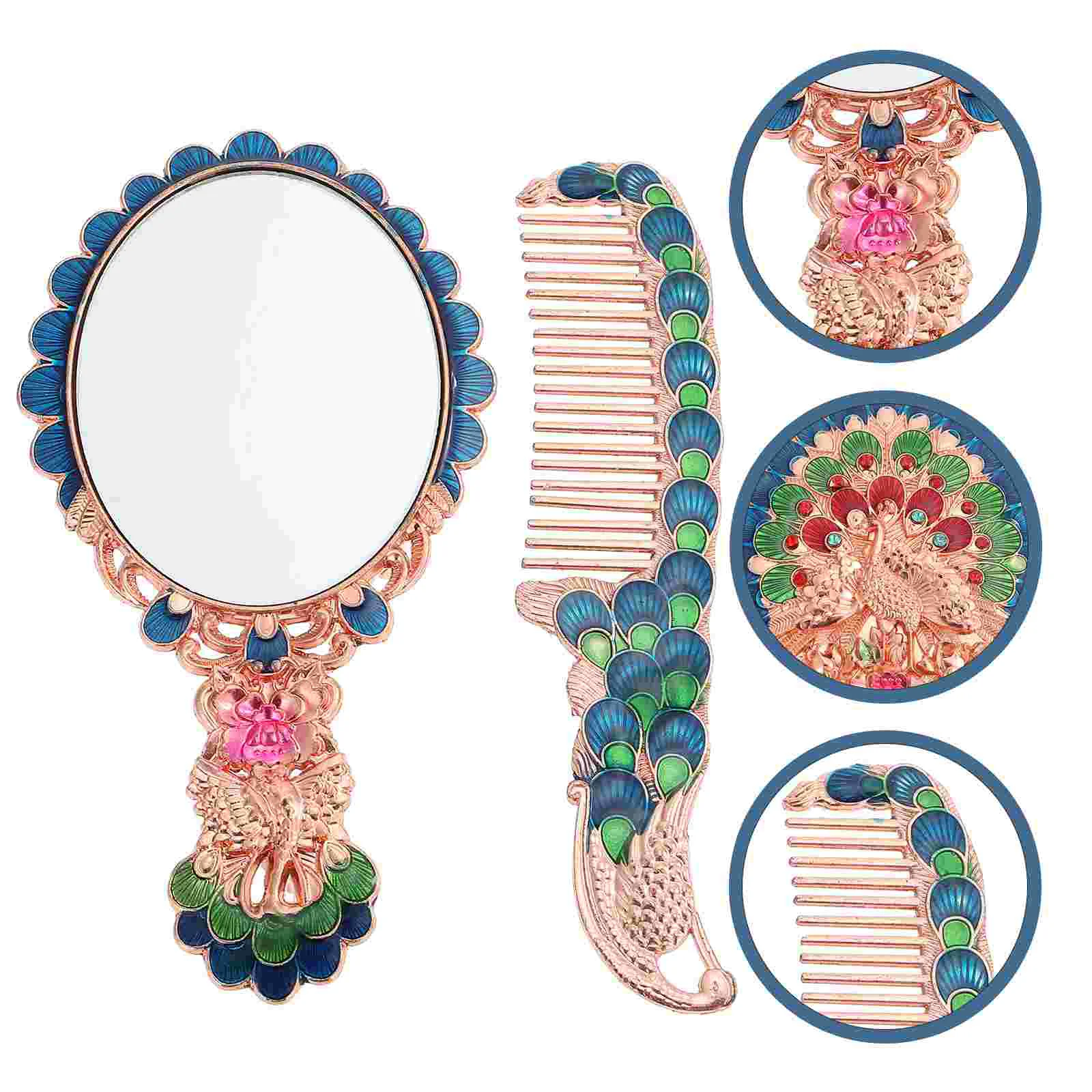 

Mirrormakeup Comb Hand Vintage Vanity Set Pocketmetal Travel Handheld Retromirrorsmartinez Melaniebrush Hair Held Compact Purse