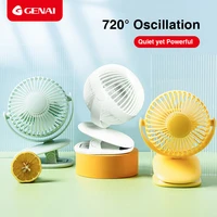 genai rechargeable clip on fan usb desk fan 360%c2%b0 rotation quiet battery operated portable fans for travel office room household