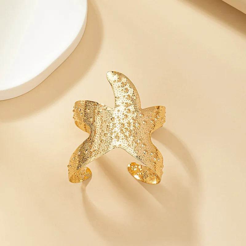 Винтажный Открытый браслет для женщин с резными листьями и морскими звездами