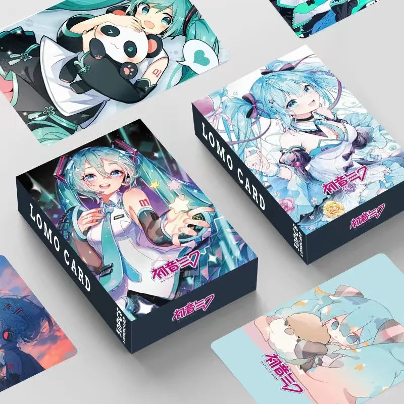 Boxed 30pcs/set Anime Hatsune Miku kawaii figure HD small card double sided lomo bookmark greeting model toys Gifts - купить по
